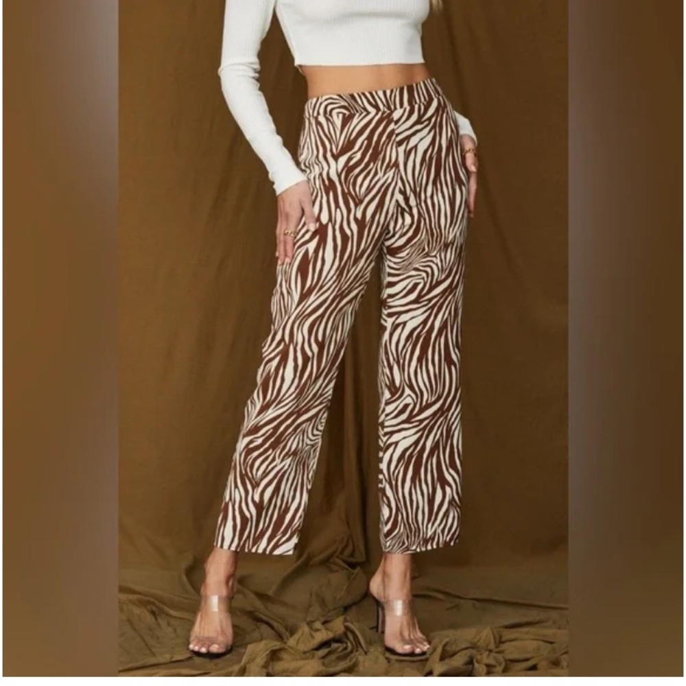 NWT 12th Tribe Nia Brown Zebra Trousers